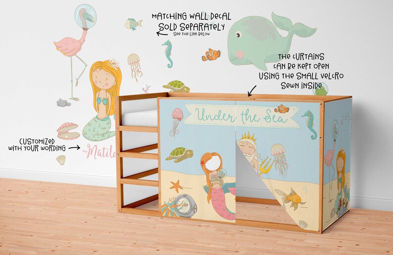 Playhouse Ikea Kura Bed Mermaid Playhouse Curtains Loft Bed Etsy