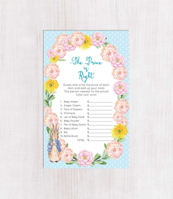 Greeting Cards Party Supply Beatrix Peter Rabbit Baby Shower Game