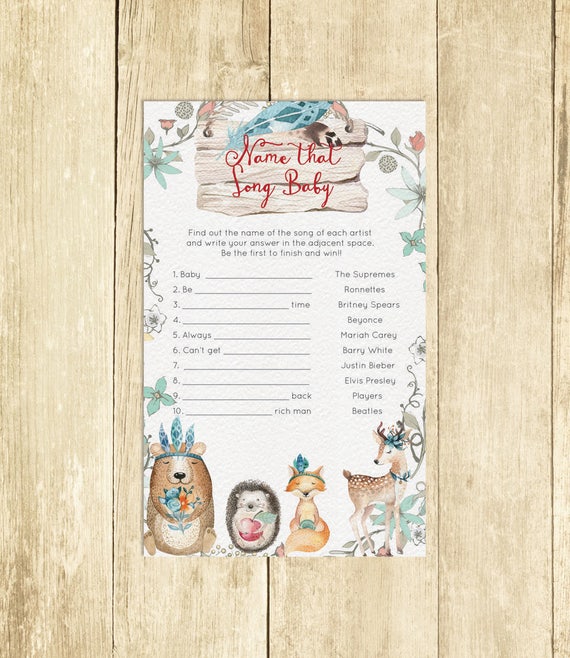 Name That Baby Song Woodland Baby Shower Games Ideas Activities