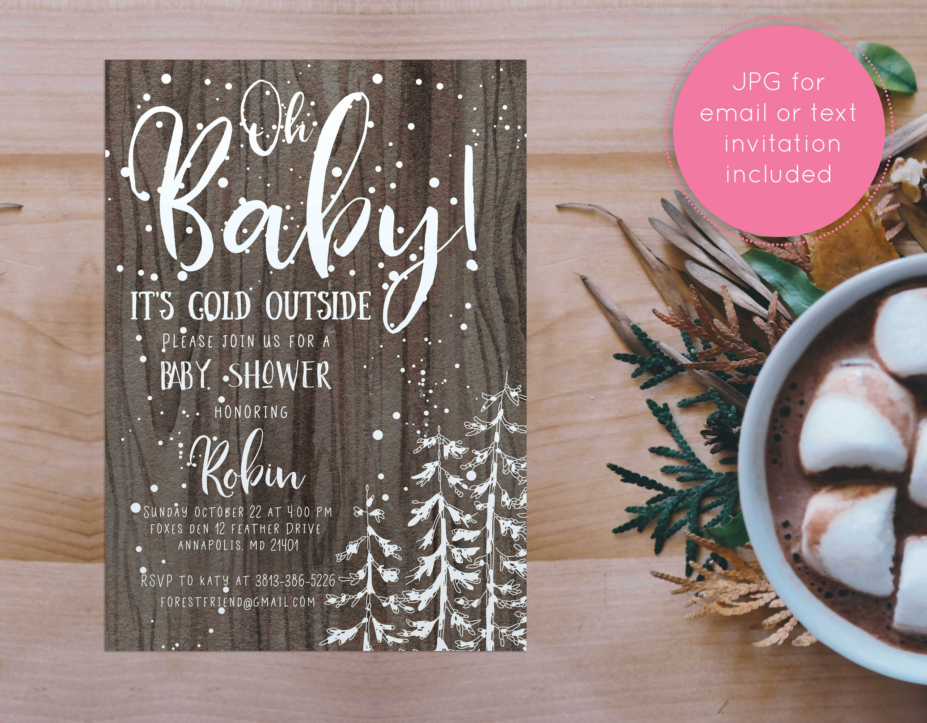 Rustic Winter Baby Shower Invitation Wooden Invites for Boy Etsy