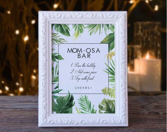 baby shower mimosa bar sign tropical flower board mom osa