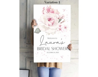 Bridal Shower Welcome Sign, Blush Pink Wedding Banner, Magnolia Welcome Poster, Brunch Welcome Sign, Baby Girl Baby Shower Foam Board, 0223