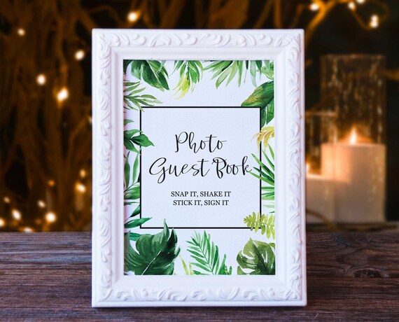 Photo Guest Book Baby Shower Sign Printable Personalized Tropical