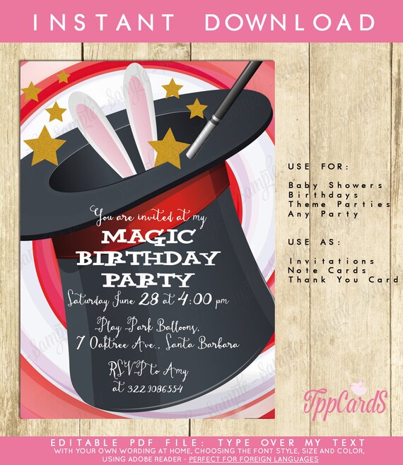 magic first birthday party invitations magical birthday party etsy