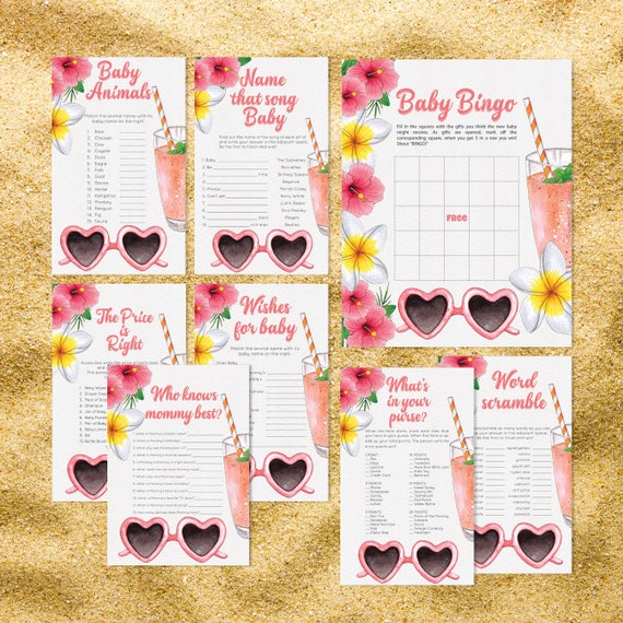 Aloha Baby Shower Games Package Ideas Activities Eight Printable Aloha Baby Shower Games Package Ideas Activities Eight Printable