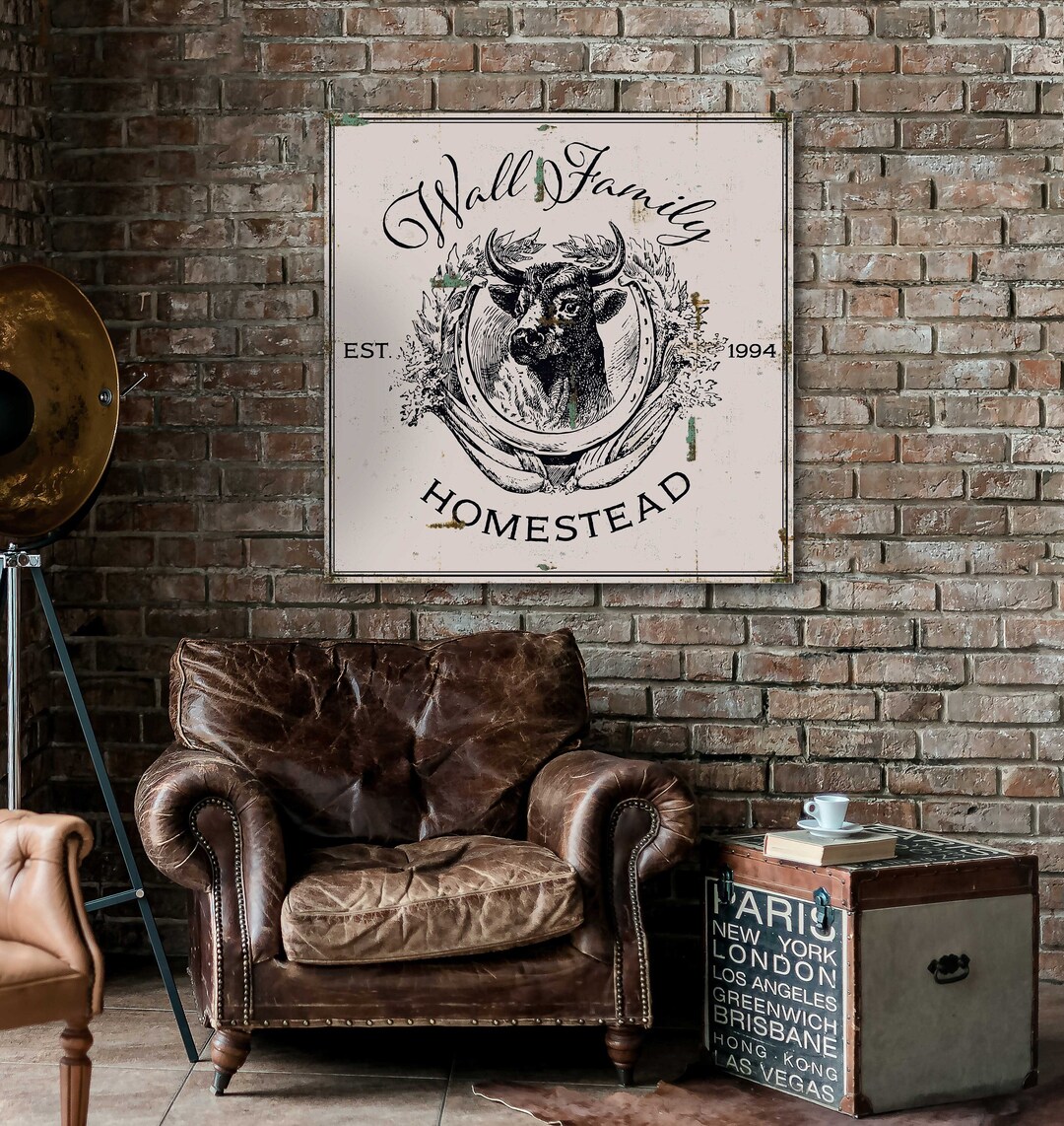 Custom Family Homestead Sign, Shabby Chic Farmhouse Canvas Print