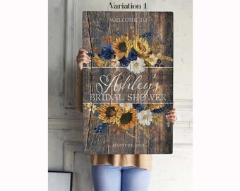 Sunflower Bridal Shower Sign, Rustic Bridal Shower Decorations, Summer Bridal Party Welcome Centerpiece Poster, Bridal Brunch Banner, Canvas