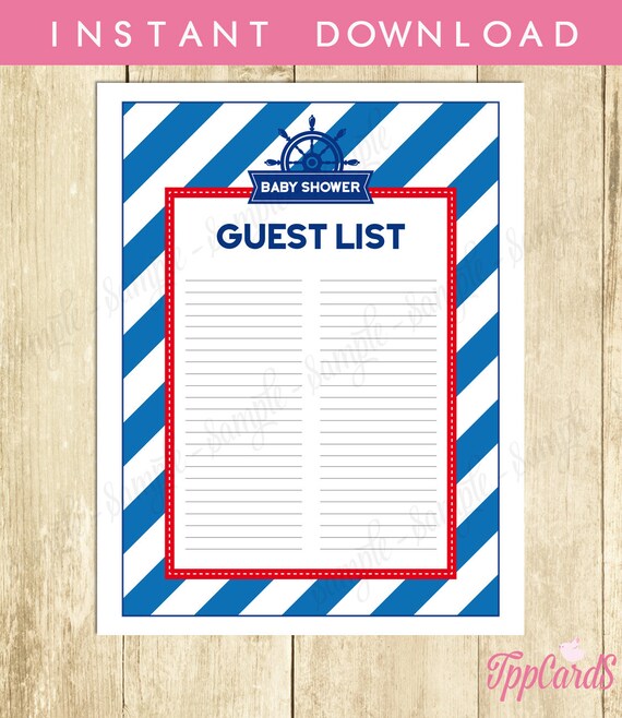 nautical baby shower guest list sailor baby shower list baby etsy guest list for baby shower