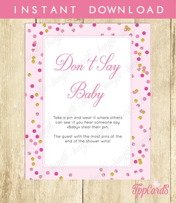 Don T Say Baby Game Baby Shower Games Printable Polka Dot Baby