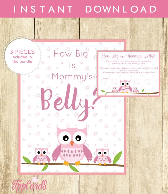 Owl Baby Shower How Big Is Mommy S Belly Printable Baby Shower Big