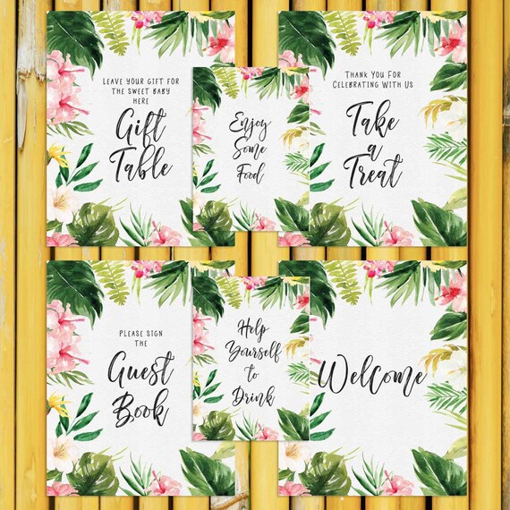 Tropical Baby Shower Table Sign Welcome Favor Image 0