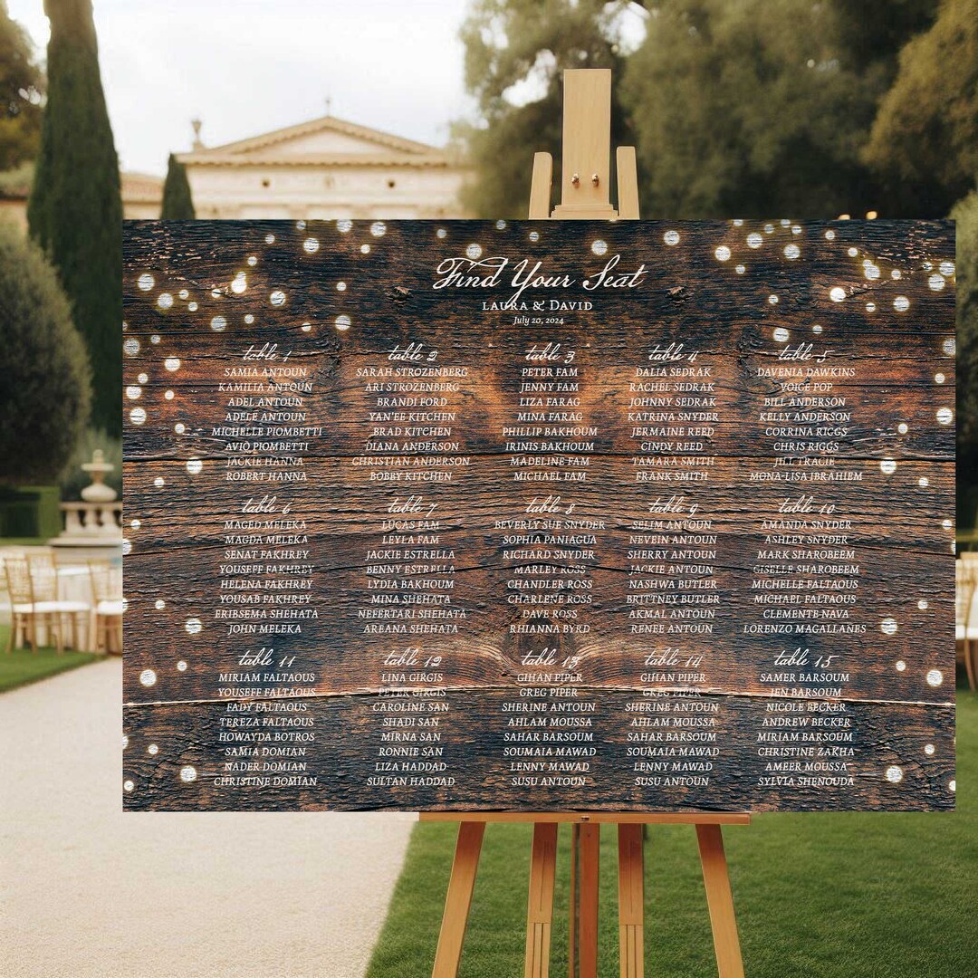 Wooden Wedding Seating Chart Sign Custom Table Plan Find Your