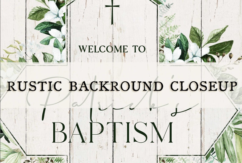 Welcome Baptism Sign, First Communion Banner, Greenery Christening Signs, Religious Board, Welcome To Baptism Celebration Banner, Eucalyptus image 2