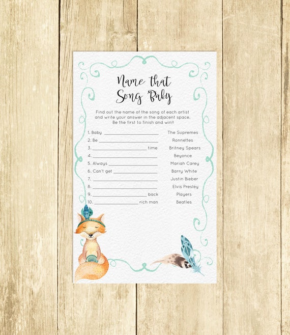 Name That Baby Song Fox Baby Shower Games Ideas Activities Animals Name That Baby Song Fox Baby Shower Games Ideas Activities Animals