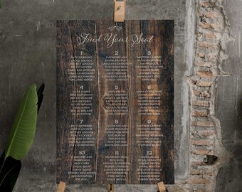 Rustic Wedding Seating Chart, Table Seating Chart Rustic, Large Wedding Reception Seating Chart Board, Seating Chart Wedding Sign Canvas