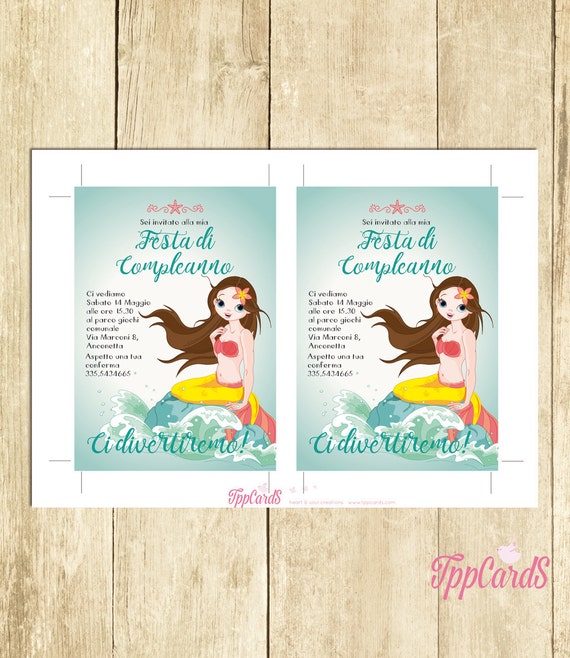 Invito Compleanno Sirenetta Invito Festa Compleanno Invito Compleanno Stampato Invito Compleanno Digitale Invito Compleanno Stampabile