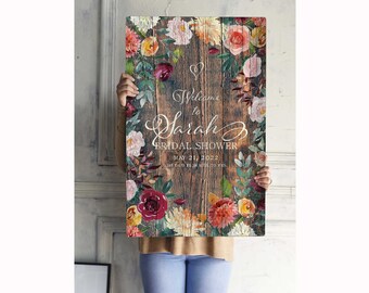 Rustic Bridal Shower Decorations, Spring Bridal Shower Welcome Sign, Canvas Bridal Brunch Poster~Welcome Banner With Custom Welcome Message