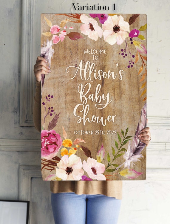 Boho Baby Shower Decorations, Personalized Baby Shower Entrance Sign