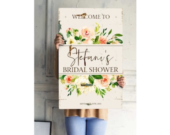 Rustic Bridal Shower Decorations, Bridal Welcome Banner, Spring Bridal Shower Sign, Floral Bridal Shower Foam Board, Custom Canvas Sign