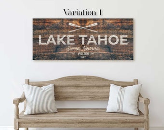 Lake House Sign Personalized, Lake Tahoe Art, Lake Cabin Summer Wall Art, Porch Decor Idea, Large Canvas Print, Modern Farmhouse Decor