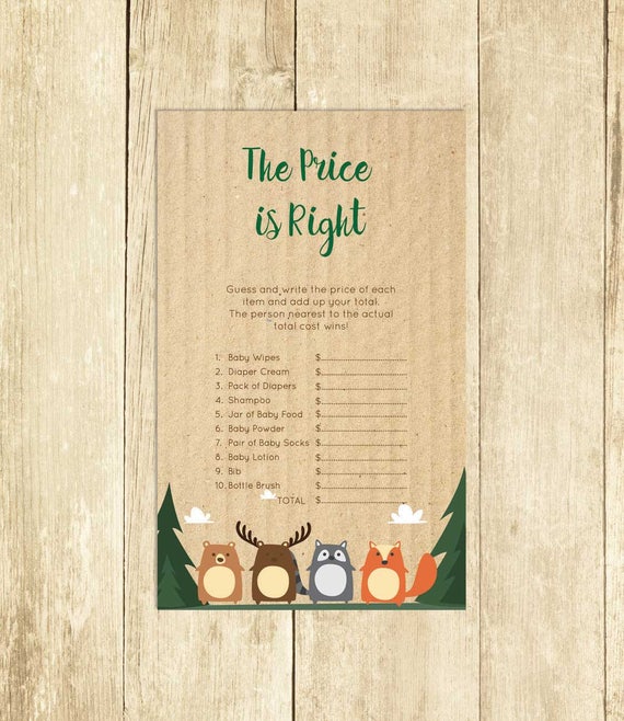 The Price Is Right Baby Shower Game Woodland Theme Party Activities