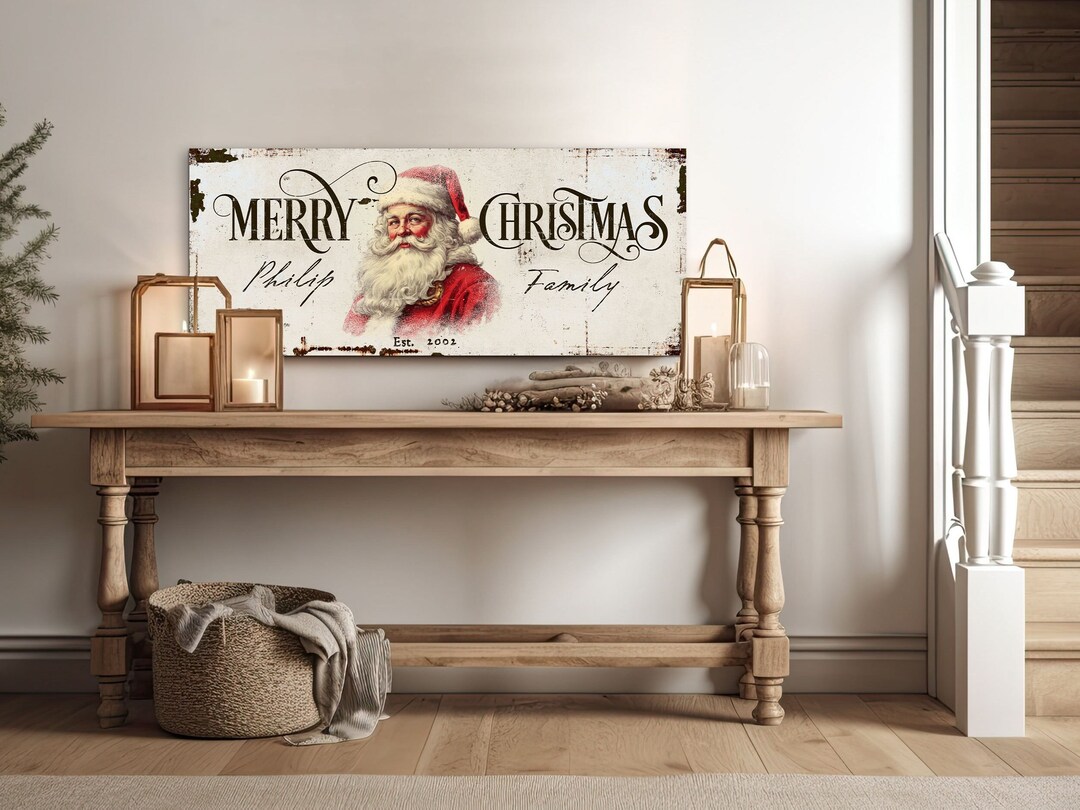 Holiday Decor Christmas, Home Decor Gift, Merry Christmas Prints, Santa
