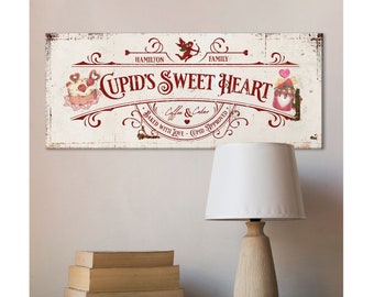 Cupid's Sweetheart Sign, Valentine Home Decor, Valentines Day Decor, Personalized Family Name Signs,Modern Farmhouse Wall Decor,Kitchen Sign