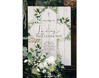 First Communion Banner, Welcome To 1st Communion Sign, Baptism Foam Board, 1st Holy Communion Board, Large Canvas Poster, Christening Sign