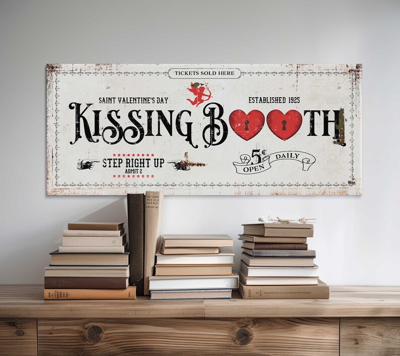 Valentine Home Decor, Kissing Booth Sign, Valentines Day Decor, Large Canvas Wall Art, Couple Gift, Master Bedroom Sign,Above Bed Wall Decor image 5