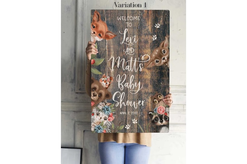 Woodland Baby Shower Welcome Sign With Forest Friends Animals In Rustic Style Best Decorations For Your Baby Party or Gender Neutral Celebrations