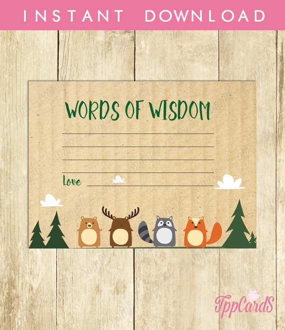 advice for mommy to be cards woodland baby shower printable etsy