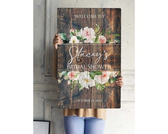 Rustic Bridal Shower Sign, Welcome Shower Sign, Floral Bridal Shower Sign, Personalized Sign, Custom Name Sign, Bridal Shower Poster