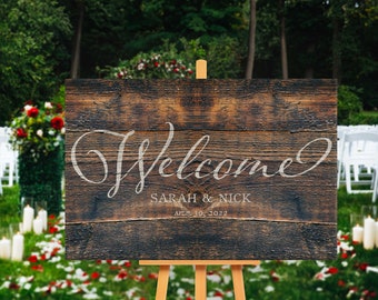 Rustic Wedding Welcome Sign, Country Wedding Entrance Board, Wedding Reception Welcome Banner, Wedding Ceremony Poster,Custom Canvas Signage