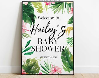 Aloha Baby Shower Sign, Luau Party Decorations, Tropical Baby Shower Board, Canvas Welcome Sign, Hawaiian Baby Shower Banner, Custom 0139