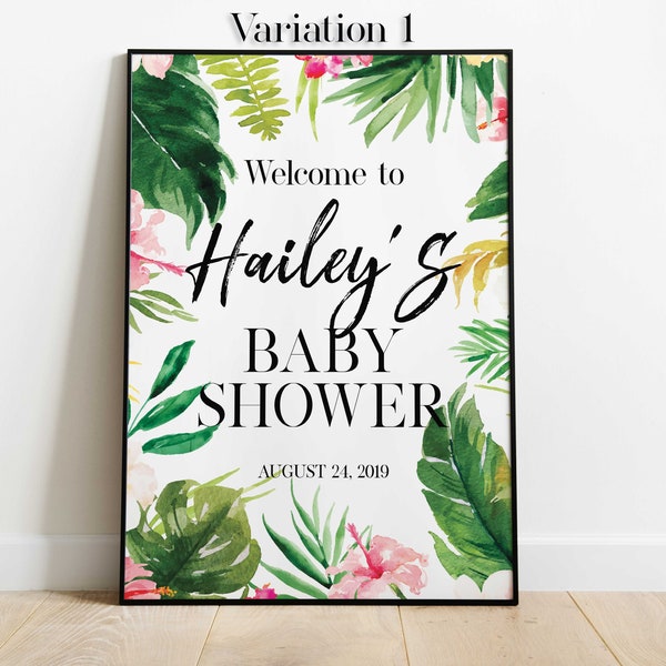 Tropical Baby Shower Decor, Luau Party Decorations, Aloha Baby Shower Welcome Sign, Hawaiian Baby Shower Board, Jungle Baby Shower Banner