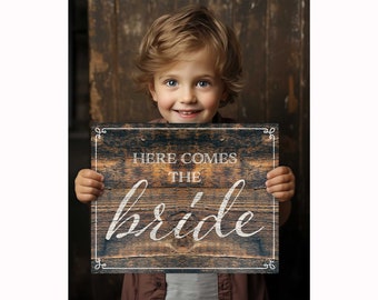 Here Comes The Bride Sign, Wedding Ceremony Decor, Ring Bearer Wedding Sign, Flower Girl Banner, Page Boy Sign, Aisle Sign, Bride Eantrance