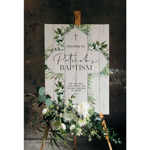 Greenery Welcome Sign For Baptism, First Communion or Any Religious Event To Welcome Your Guest