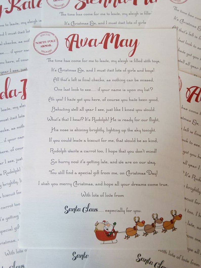 Personalised letter from Santa/ Father Christmas Poem by | Etsy