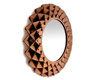 Round mirror made from wood