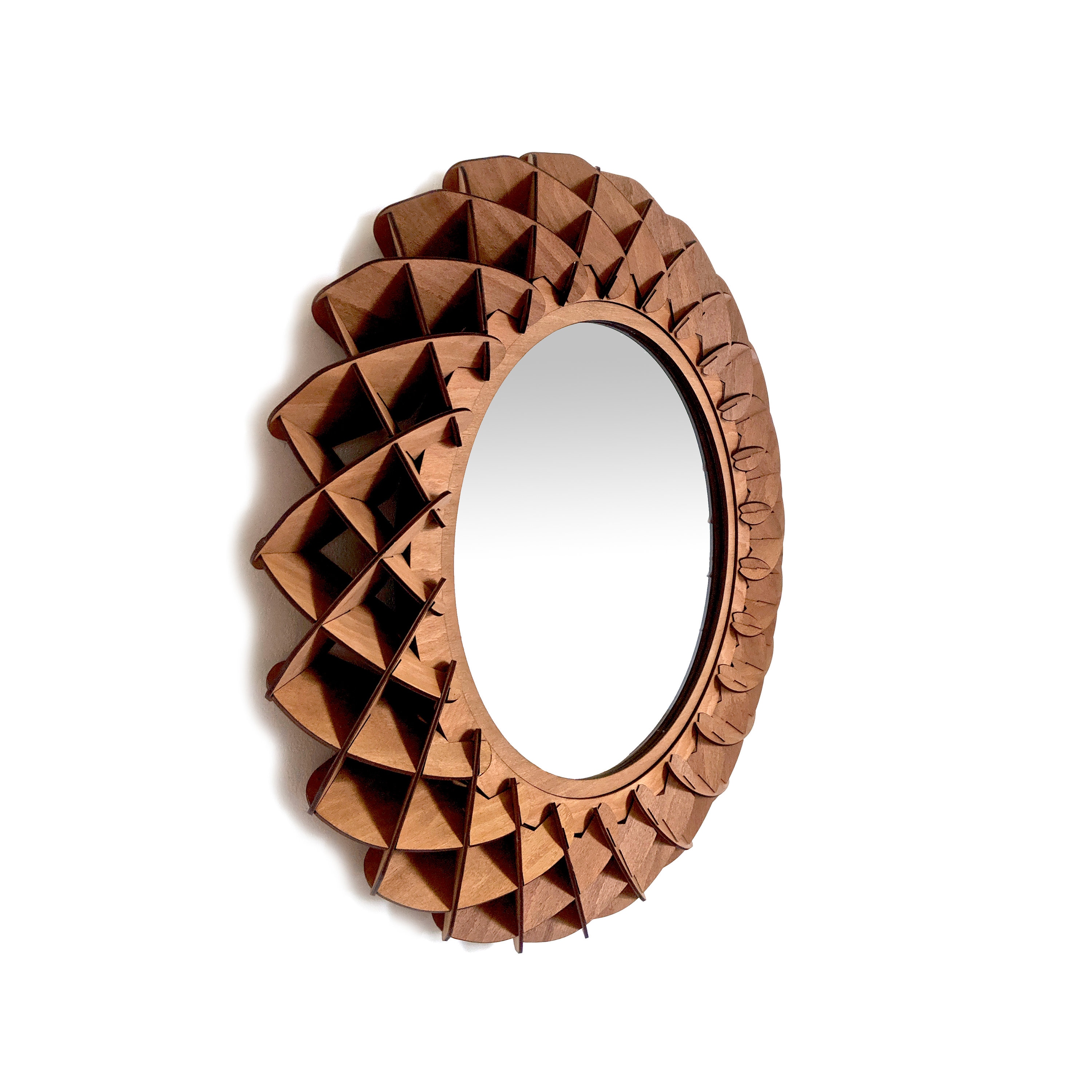 Small Round Mirror Made From Wood 20 / 50cm Etsy