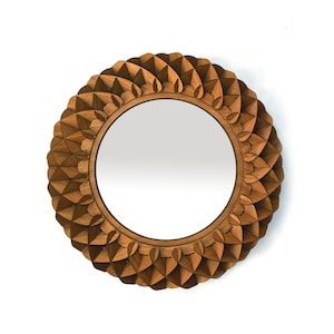 Small round mirror made from wood 20" / 50cm