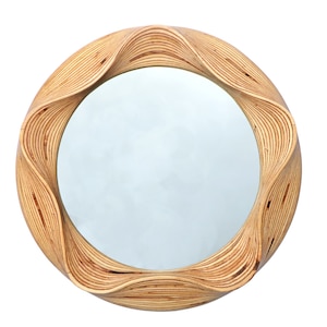 Round wall mirror - round mirror - Bathroom mirror - Round wooden mirror - Wall mirror - Wooden mirror - Wooden decorative mirror