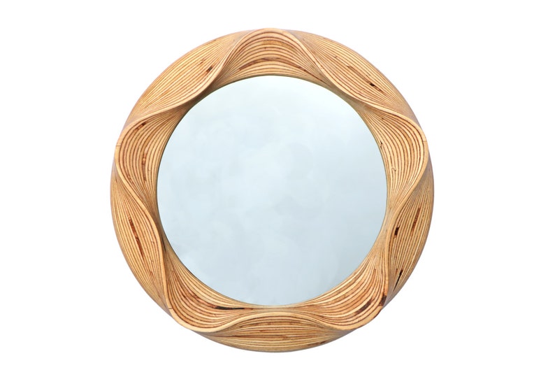 Round wall mirror round mirror Bathroom mirror Round wooden mirror Wall mirror Wooden mirror Wooden decorative mirror image 1