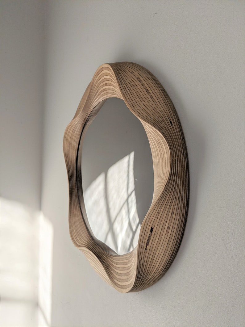 Convex mirror Round convex mirrors Wooden convex mirror for living room, bathroom, bedroom, hallway or study image 3