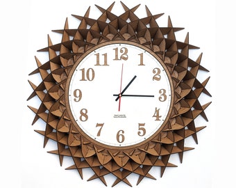 Decorative wooden wall clock, large clock or small clock, Statement clocks for living room, bedroom, hallway or office, wood clock