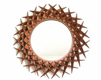 80cm / 31.5 inch Mirror - Round mirror - Wooden mirror - Round wooden mirror - Round wood mirror - Wall mirror - Wall hanging mirror