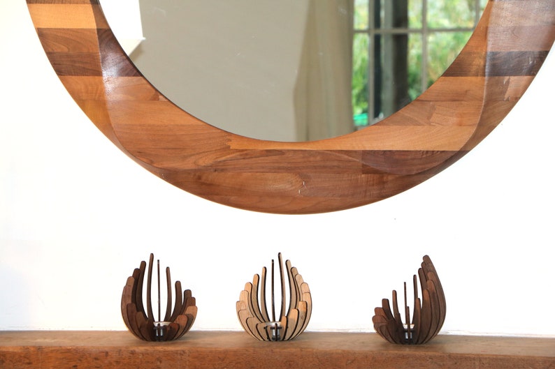 Round Mirror Large Decorative Round Wooden Wall Mirror - Etsy