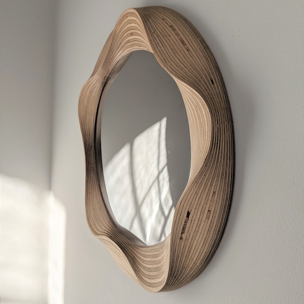 Konvexer Spiegel - Runde konvexe Spiegel - Konvexer Spiegel aus Holz für Wohnzimmer, Badezimmer, Schlafzimmer, Flur oder Arbeitszimmer