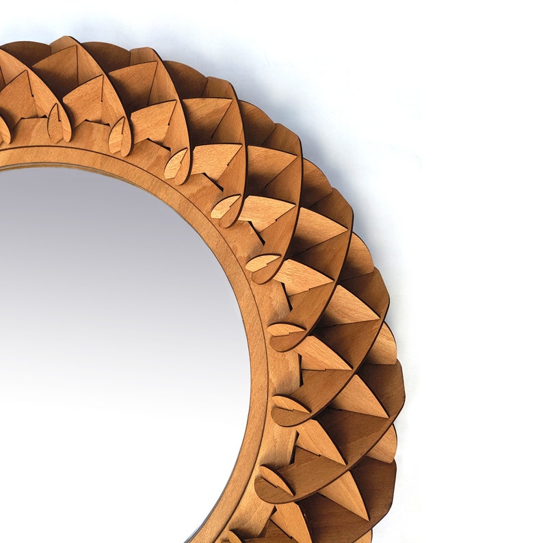 Small round mirror made from wood 20 / 50cm Etsy