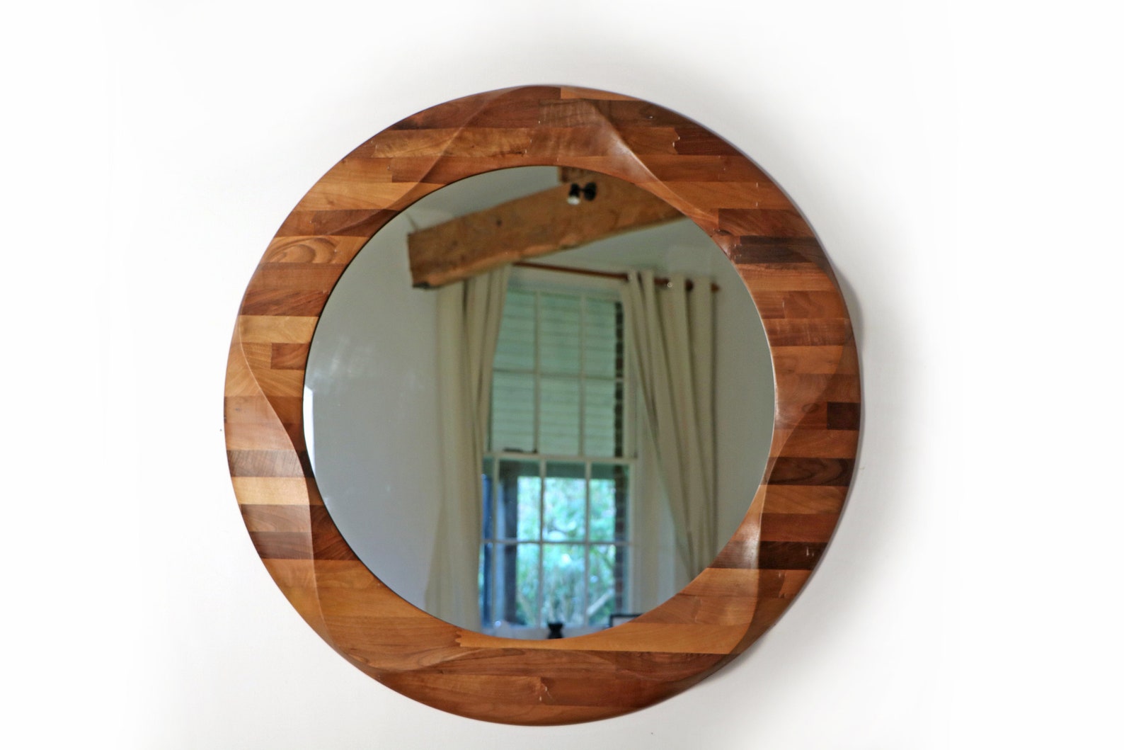 Round Mirror Large Decorative Round Wooden Wall Mirror Etsy